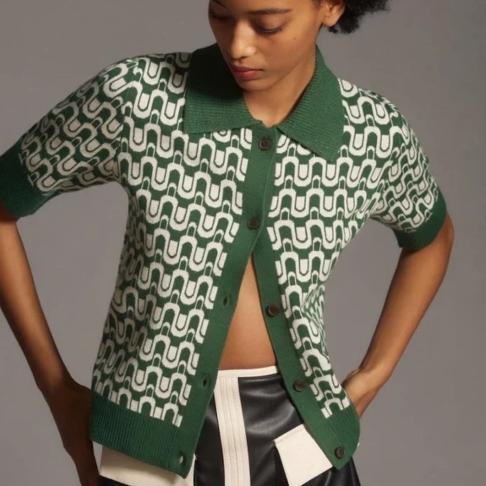 NWT The Kinsley Collared Cropped Cardigan Sweater by Maeve Anthropology